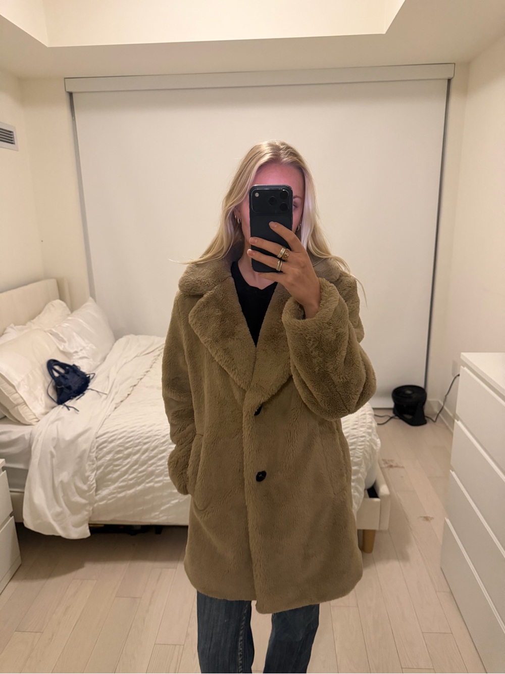 Zara Faux Fur Teddy Coat in Light Brown - Women's Jacket